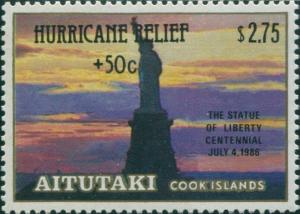 Aitutaki 1987 SG569 $2.75 Statue of Liberty Hurricane Relief MNH