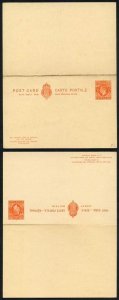 CP101a KGVI 2d Orange Foreign Reply Card on Cream card Mint