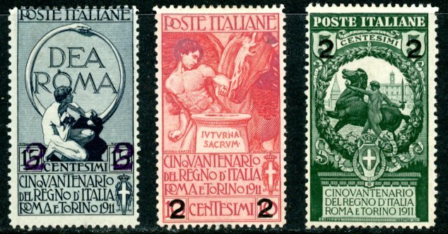 Italy 126-8 mint hinged Rome Torino surcharge      (Inv 001661.)