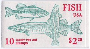 Scott #BK154 (2205-2209a) Fish (Tuna, Bass, Catfish) Booklet of 10 Stamps - MNH