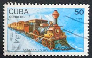 Cuba Sc# 3061  TRAINS locomotives  50C  1988 used