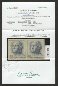 Error #1229b Imperforate Pair OGnh VF-XF-85 Crowe Cert. SCV $300 (LB 10/10)