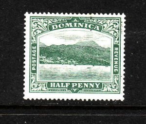 Dominica-Scott#50-Unused hinged-Capitol Roseau-1/2p green