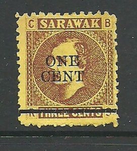 Album Treasures Sarawak Scott # 25  1c on 3c Sir Charles Brooke Mint Hinged