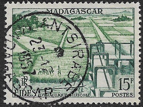 MADAGASCAR 1956 15fr Irrigation Projectl FIDES Issue  Sc 295 VFU