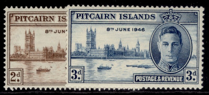 PITCAIRN ISLANDS GVI SG9-10, 1946 victory set, M MINT.
