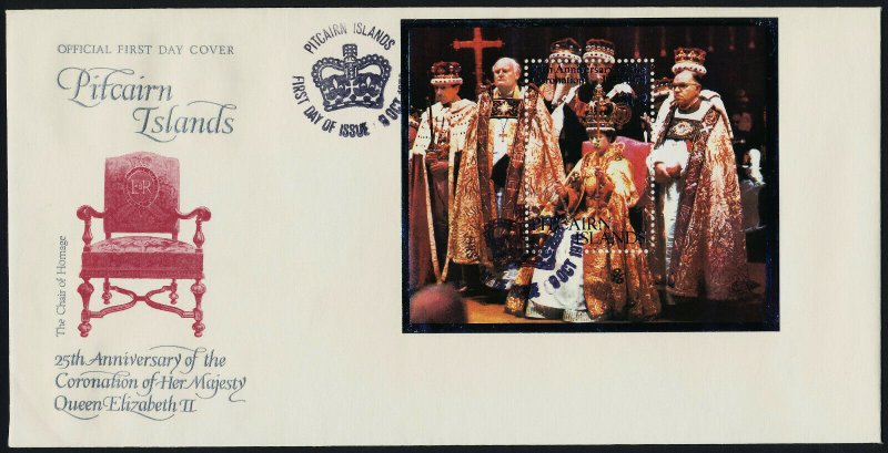 Pitcairn Islands 177 on FDC - Queen Elizabeth 25th Anniv of Coronation