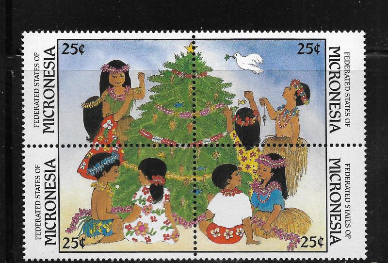 MICRONESIA, 70A, MNH, BLOCK OF 4, CHRISTMAS