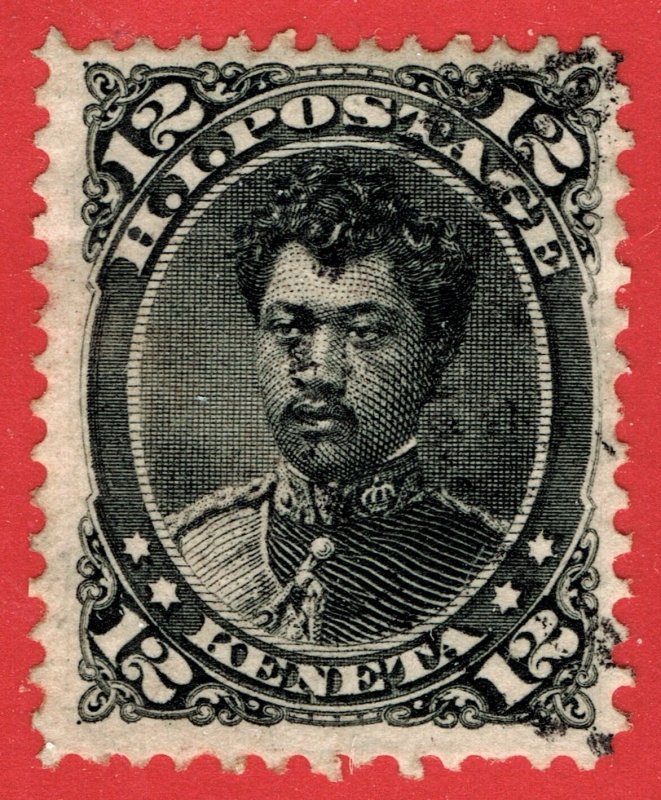 [st1399] HAWAII 1875 Scott#36 12¢ Keneta Prince William Pitt Leleiohoku cv:$35