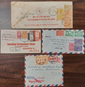 SAUDI ARABIA, 1960 Group of 4 covers to U.S., incl. 1 registered, nice frankings