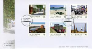 Alderney 2017 FDC Scenes Castles Lighthouses Trains Cars 6v Cover Tourism Stamps 