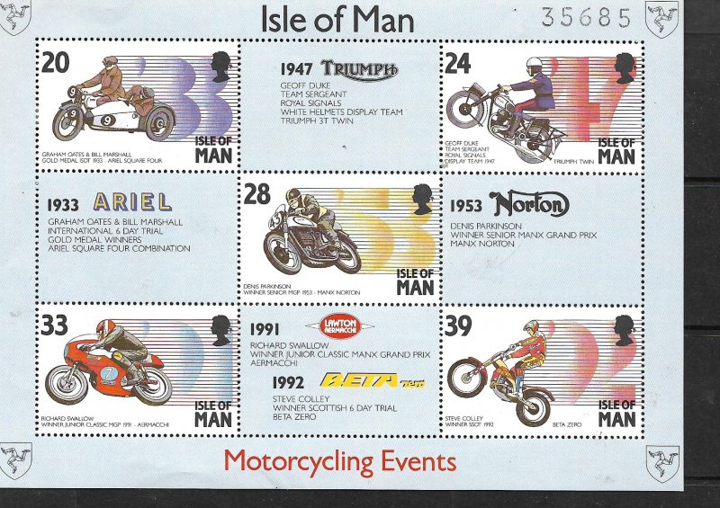 ISLE OF MAN, 566, MNH, SS, MOTORCYCLES