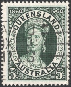 Australia: SC#338 5d Centenary of First Queensland Postage Stamp (1960) Used