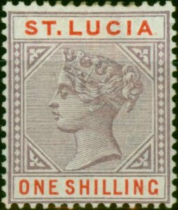 St Lucia 1891 1s Dull Mauve & Red SG50 V.F LMM