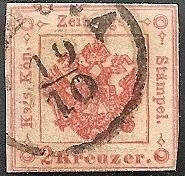 AUSTRIA Lombardy Venetia PR2 USED 1859 2kr red