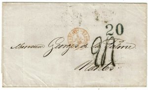 France 1866 incoming trans-Atlantic cover, New York Br. Pkt transit cancel