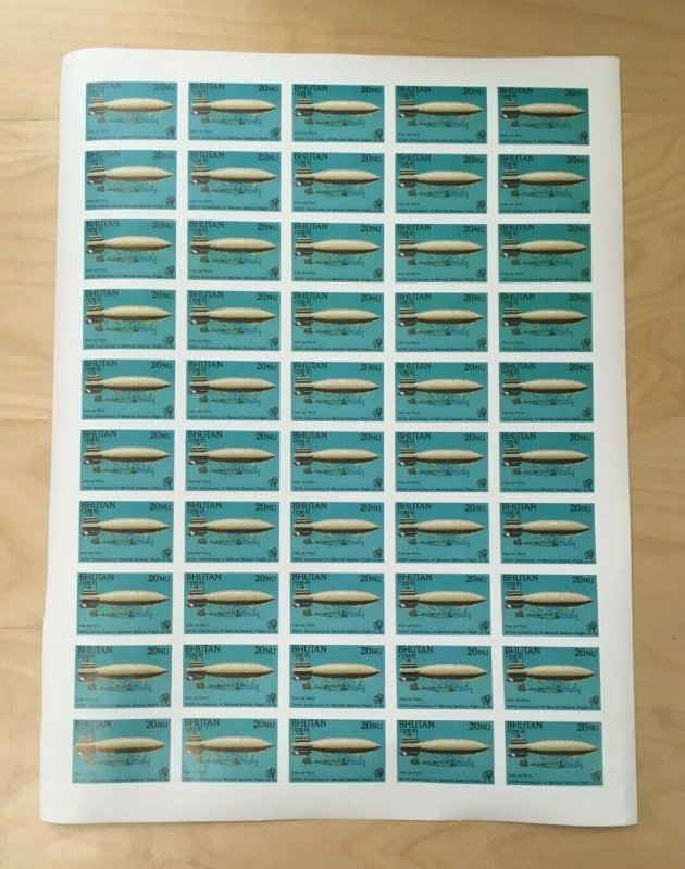 SPECIAL LOT Bhutan 1983 386-9 - Manned Flight - 50 Sets of 4v - IMPERF Sheets
