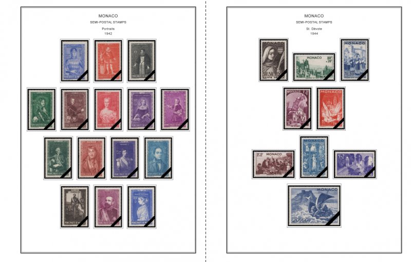 COLOR PRINTED MONACO 1885-2010 STAMP ALBUM PAGES (346 illustrated pages)