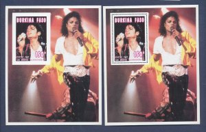 BURKINA FASO - Scott 1055 perf & imperf  - MNH S/S - Michael Jackson  - 1996