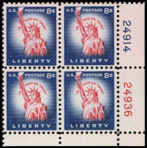 US #1041 LIBERTY MNH LR PLATE BLOCK #24914-24936