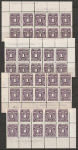 Canada 1935 Sc J15 postage due plate 1 blocks of 10 set MNH**