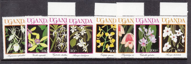 UGANDA Sc 747-56 NH SET+SOUVENIR SHEET of 1989 - FLOWERS - ORCHIDS 