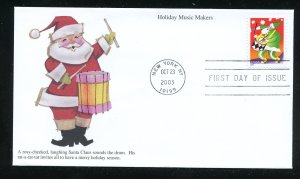 US 3822 Christmas 2003 - Sheet or Bklt UA Mystic cachet FDC