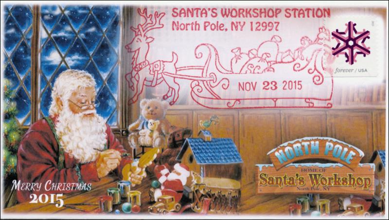 2015, North Pole NY, Santas Workshop, Pictorial Postmark, 15-244