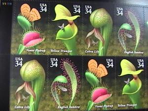 U.S.# 3528-3531(3531a)-MINT/NH--PANE OF 20---CARNIVOROUS PLANTS--2001