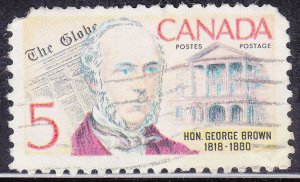 Canada 484 George Brown, The Globe & Legislature 5¢ 1968