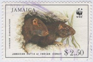 Jamaica 1996 used Sc 857 $2.50 Two Jamaican Hutia in den WWF