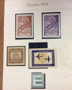 5 German Poster Air post stamps, labels Cinderellas 1953 1955, etc  airplanes