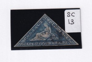 CAPE OF GOOD HOPE # 13 VF-SUPERB 4p 3 MARGIN TRIANGLE HOPE SEATED NICE