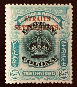Malaya Straits Settlements 1907 opt Labuan Crown 25c MH P..14½ SG#149a M2644