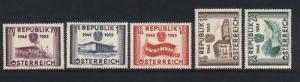 Austria #599 - #603 VF/NH Set