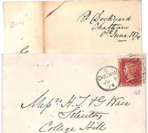 GB NAVAL MAIL 1874 *Royal Dockyard* CHATHAM Letter & Penny Red Cover Kent GK104 