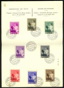 BELGIUM 1937 Queen Astrid & Prince Baudouin Semi Postal Set on FDOI Page