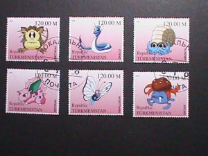 ​TURKMENISTAN -2000 LOVELY FAMPOUS POKEMON CTO FANCY POSTAL CANCEL VERY FINE