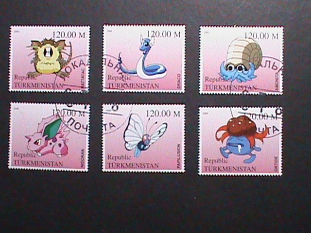 ​TURKMENISTAN -2000 LOVELY FAMPOUS POKEMON CTO FANCY POSTAL CANCEL VERY FINE