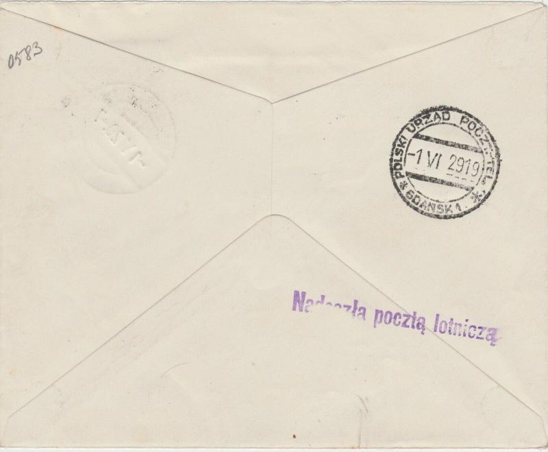 POLOGNE / POLAND 1929 (June 1) SCARCE 1st Air Mail Flight Cover KATOWICE-GDANSK