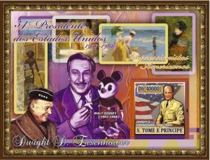 SAO TOME E PRINCIPE 2007 SHEET PRESIDENTS EISENHOWER WALT DISNEY ART st7115b