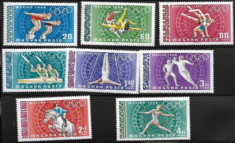 HUNGARY C277-C283 & CB31 C/SET MNH 19TH OLYMPIC GAMES