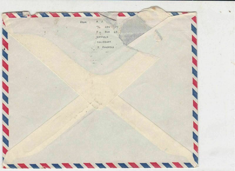 Rhodesia and Nyasaland 1963 Airmail Machine Slogan Stamps Cover to EnglandR18131