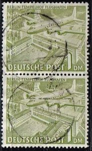 Germany,Sc.#9N57 used, vertical pair of Michel#57b (strongly fluorescent)