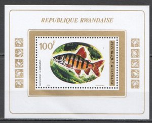 B0432 1973 Rwanda Fauna Fish & Marine Life Bl Mnh