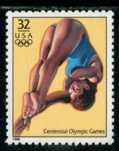 3068d US 32c Atlanta Summer Olympics - Women's Diving, MNH