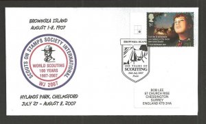 2007 UK Boy Scout World Jamboree SOSSI Chelmsford FDC Brownsea Island