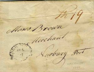 French Colonies, Martinique, 1799 FL headed Martinico and addressed to a M....