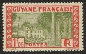 French Guiana 136,  mint,  hinged, disturbed gum.  1929.  (F535)