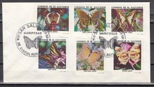 Salvador, Scott cat. 1256-1261. Butterfly issue on a First day cover.